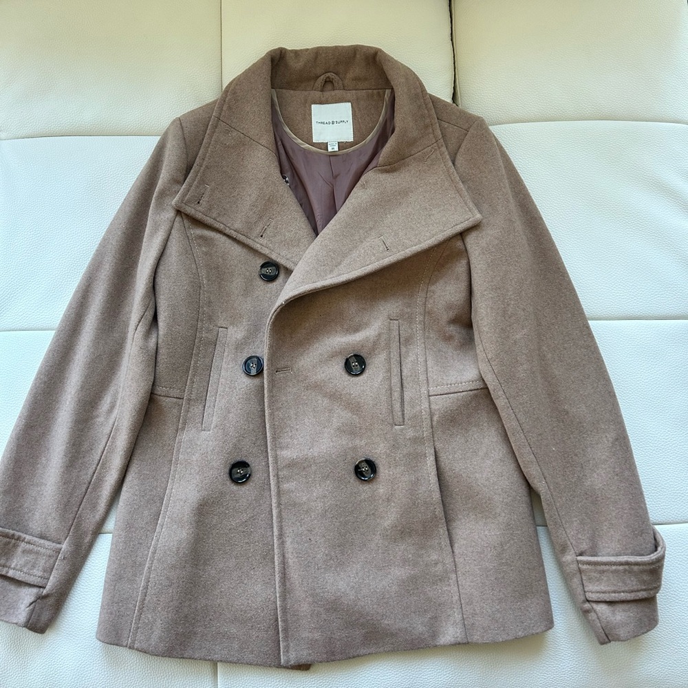 Tan Double Breasted Pea Coat